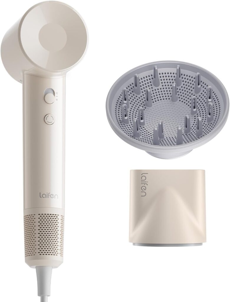 Laifen SE Lite Hair Dryer, Negative Ionic Blow Dryer with 100,000 RPM Brushless Motor for Fast Drying, High-Speed Low Noise Hair Dryer with Lightweight Design and 2 Nozzles Milktea, HD110