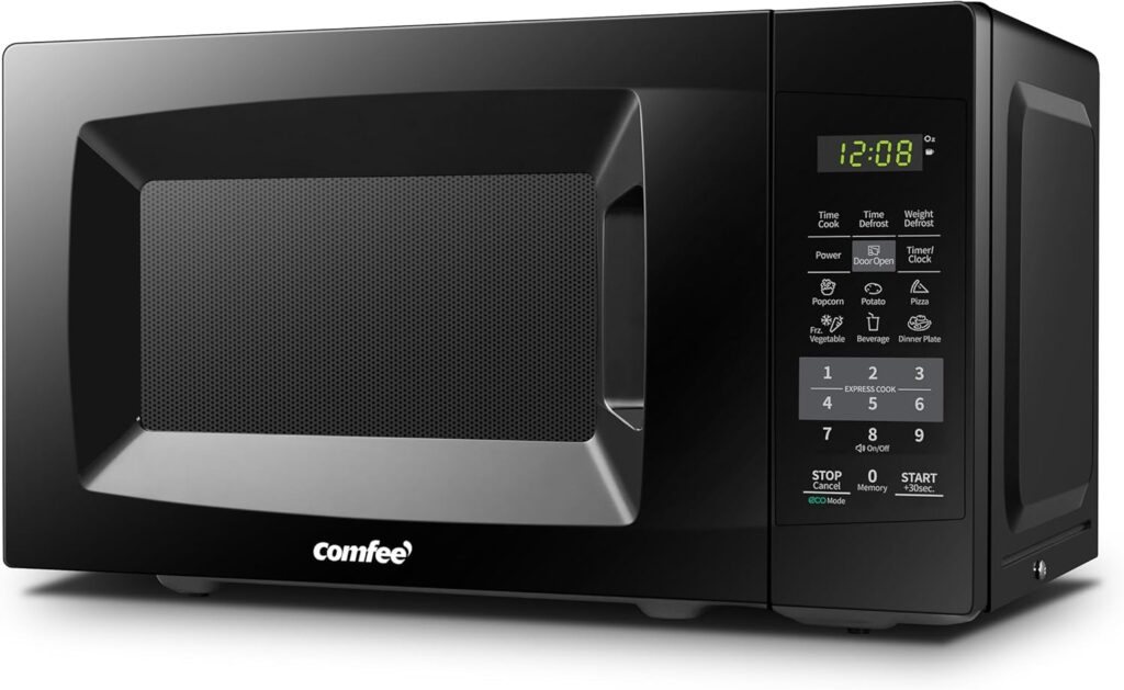 COMFEE’ EM720CPL-PMB Countertop Microwave Oven with Sound On/Off, ECO Mode and Easy One-Touch Buttons, 0.7cu.ft, 700W, Black