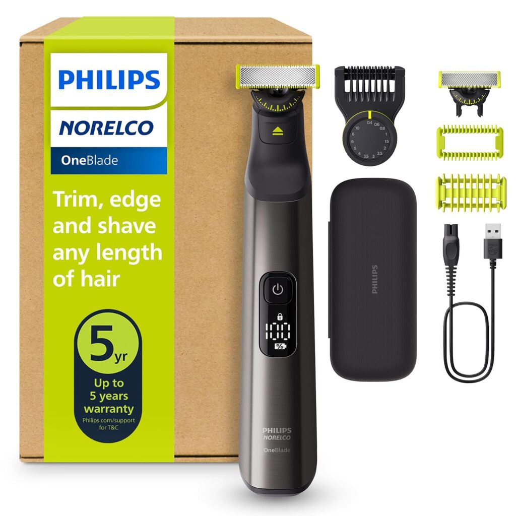 Philips Norelco OneBlade 360 Pro Face + Body, Hybrid Electric Beard Trimmer, Shaver and Bodygroomer, with 360 Blade Technology, Model QP6552/90